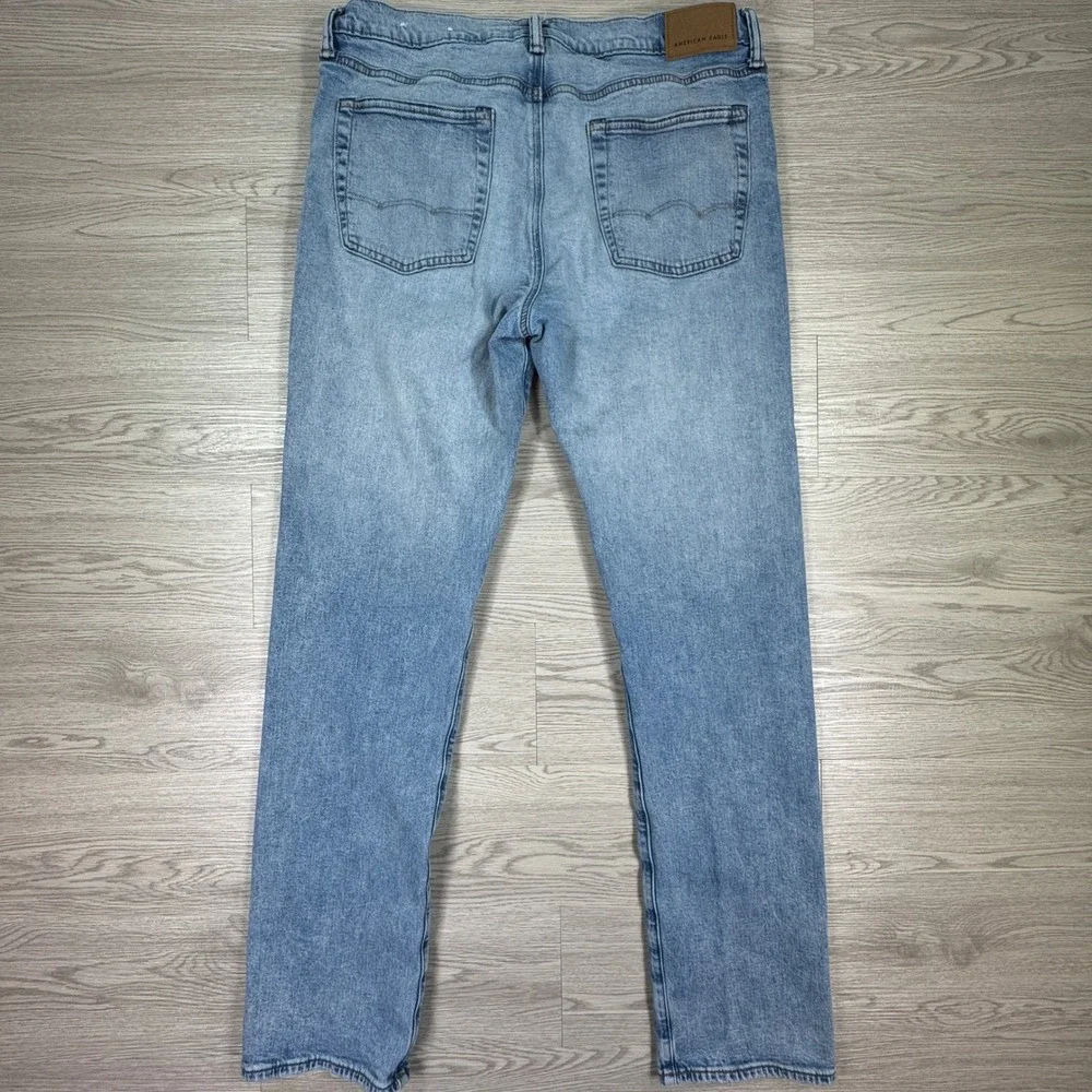 American Eagle Men's Jeans Original Straight Light Wash 34x36 Stretch Denim
